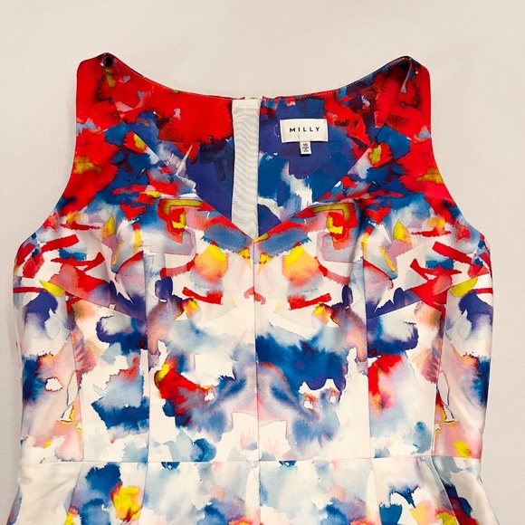 Milly Multi Primary Color Print Fitted Sheath Dress Sz10 - Picture 11 of 16
